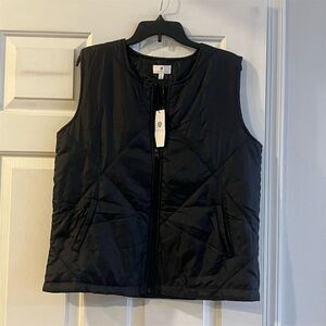 Socialite Women's Quilted Black Sleeveless Vest Size S Full Zip